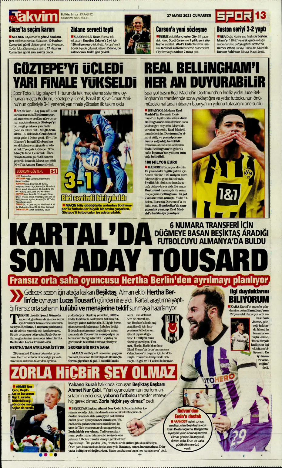 "4 geliyor, 3 gidiyor" | Sporun manşetleri (27 Mayıs 2023) - 17