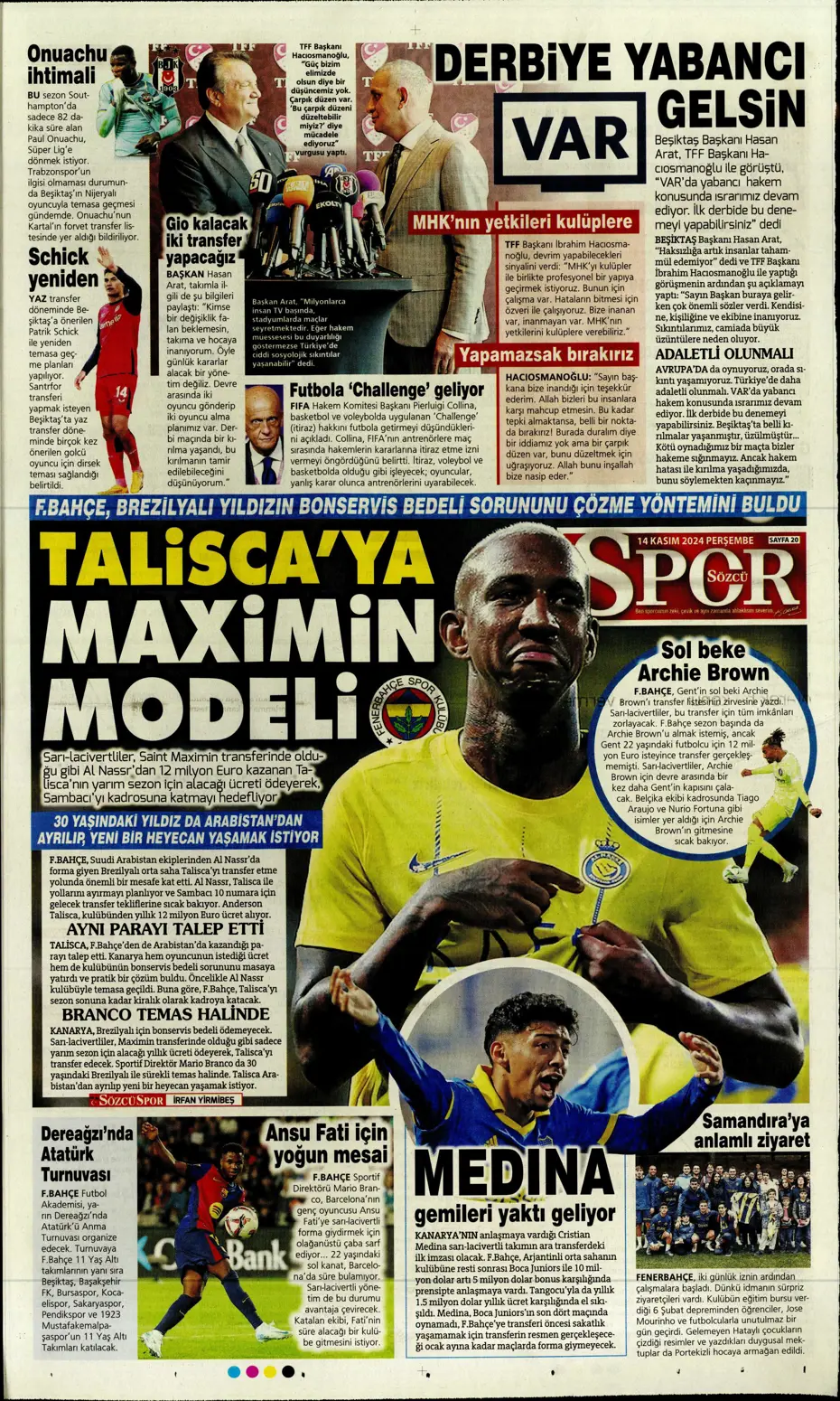 "Talisca'dan yeşil ışık" | Sporun manşetleri (14 Kasım 2024) - 27 "Talisca'dan yeşil ışık" | Sporun manşetleri (14 Kasım 2024) - 27