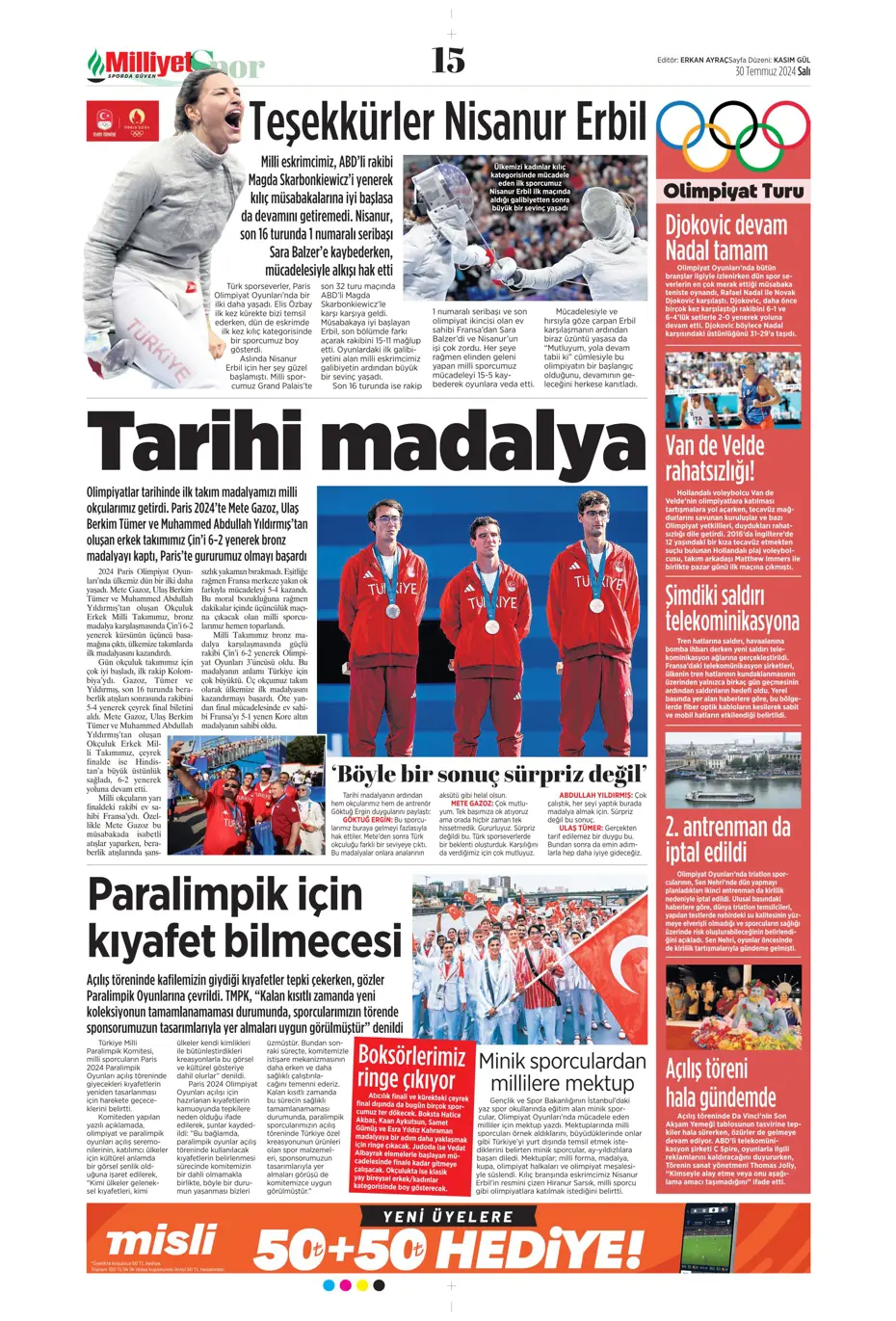 "Mourinho ateşi yaktı" | Sporun manşetleri (30 Temmuz 2024) - 23