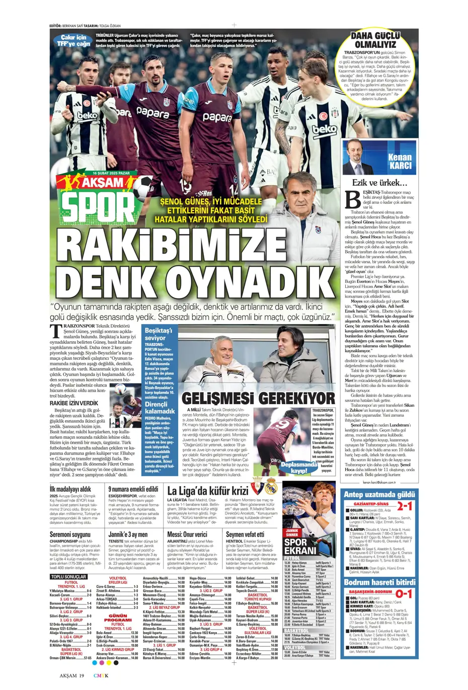 "Fırtınanın rengi siyah-beyaz" | Sporun manşetleri - 2