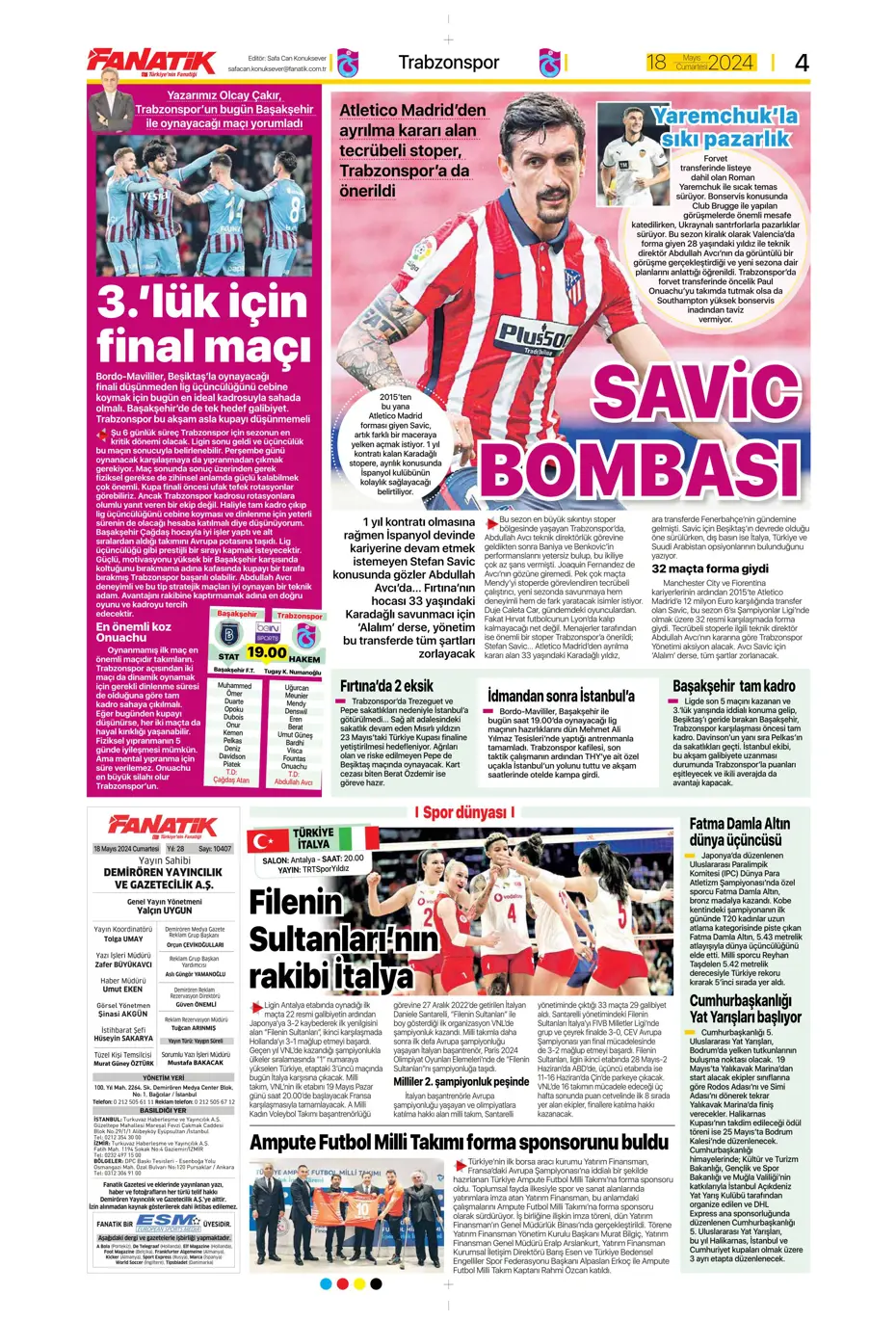 "Süper Lig'de cumartesi ateşi" | Sporun Manşetleri - 2 "Süper Lig'de cumartesi ateşi" | Sporun Manşetleri - 2