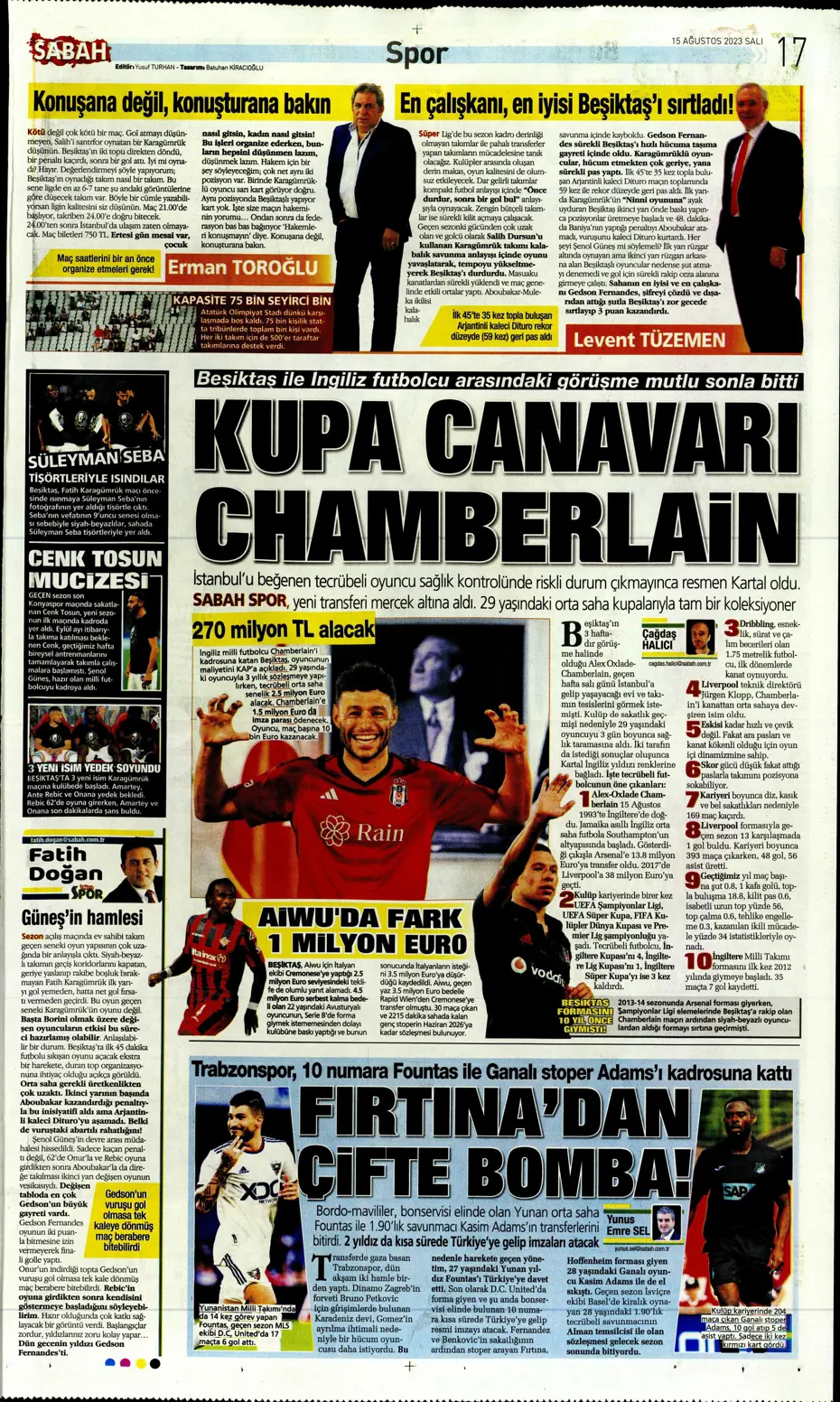 "Kartal'ı Gedson uçurdu" | Sporun Manşetleri - 35