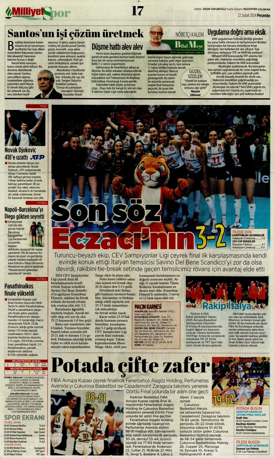"Fenerbahçe Alex'in peşinde" | Sporun manşetleri (22 Şubat 2024) - 23 "Fenerbahçe Alex'in peşinde" | Sporun manşetleri (22 Şubat 2024) - 23
