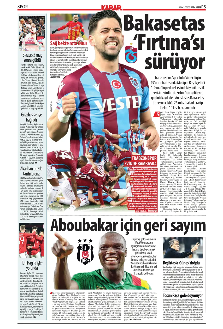 Sporun Manşetleri (16 Ocak 2023) - 27