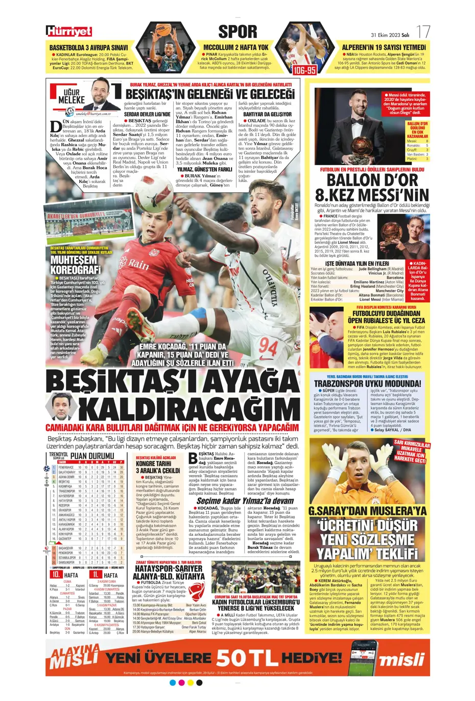 "Ne Bayern ne Barça en büyük Kanarya" | Sporun manşetleri (31 Ekim 2023) - 20