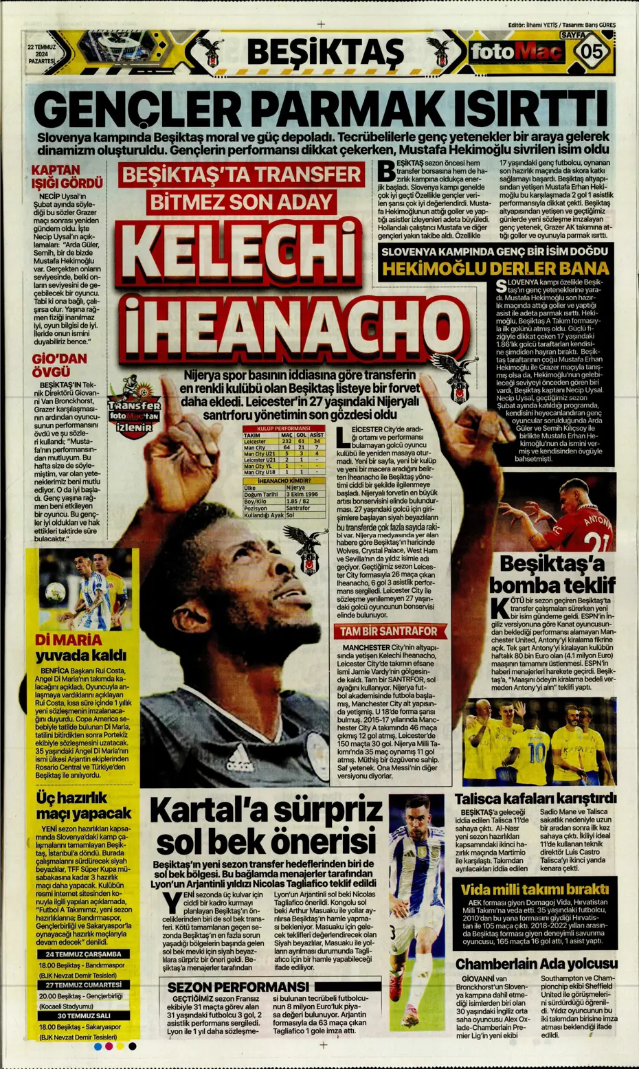 "Kara Kartal'a Asensio müjdesi" | Sporun manşetleri (22 Temmuz 2024) - 9