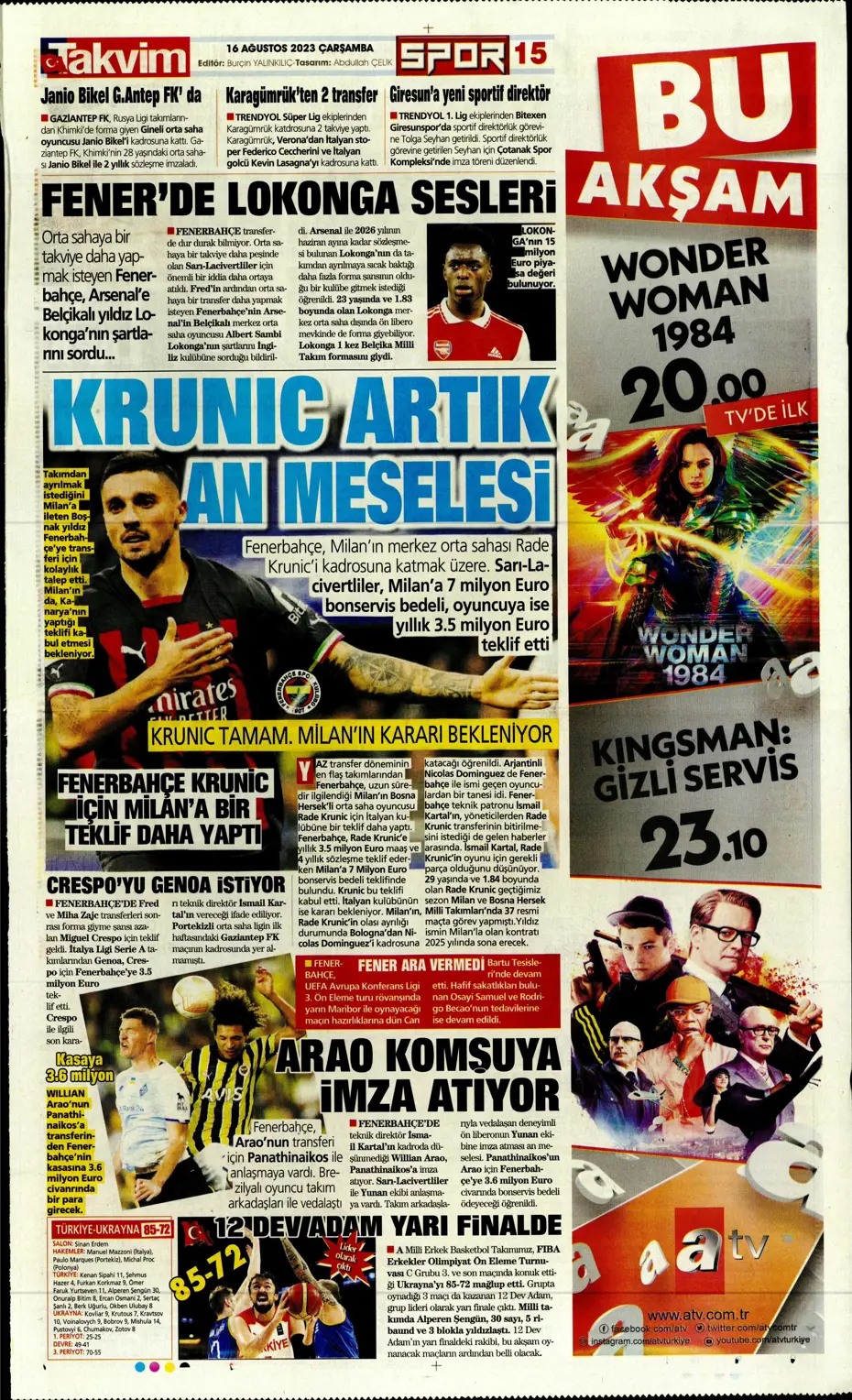 "Devler Ligi'ne kaldı 1 adım" | Sporun Manşetleri - 35