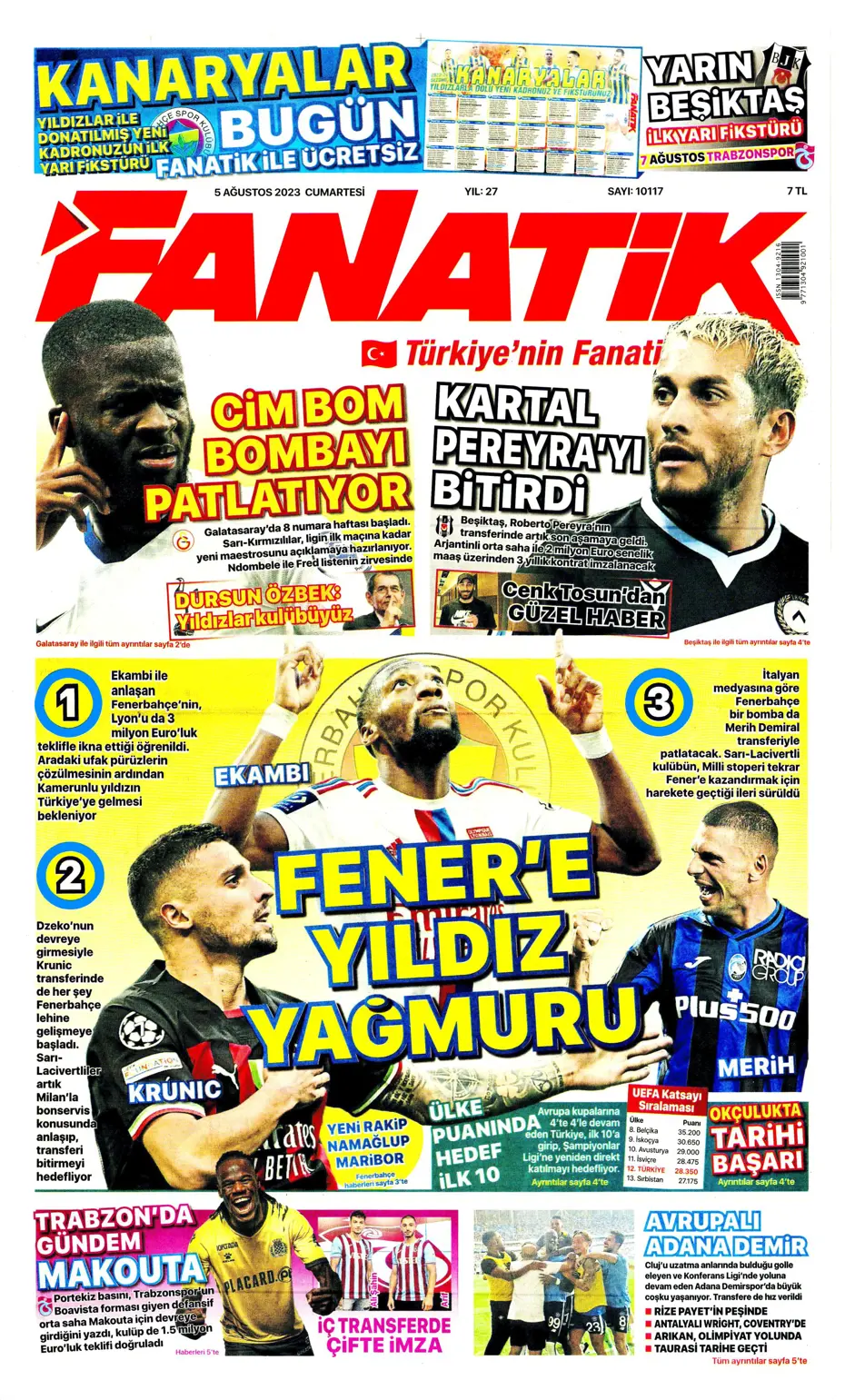 "Fener'e yıldız yağmuru" | Sporun Manşetleri (5 Ağustos 2023) - 3