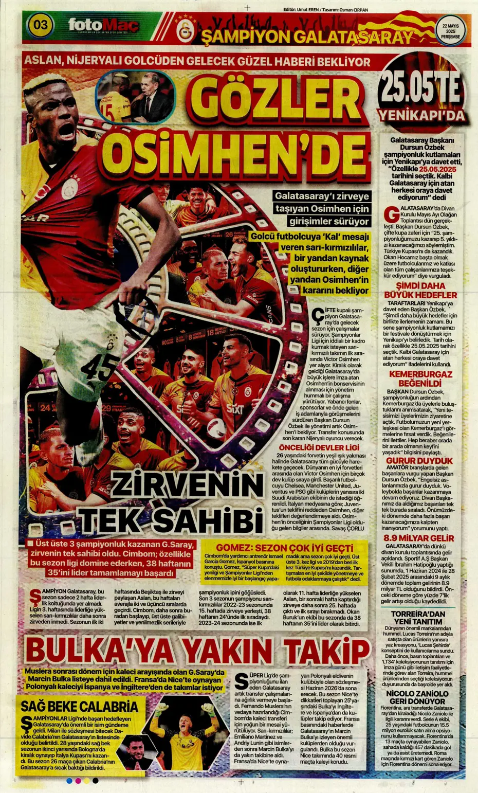 "Aslan Cherki'ye gidiyor" | Sporun manşetleri - 11