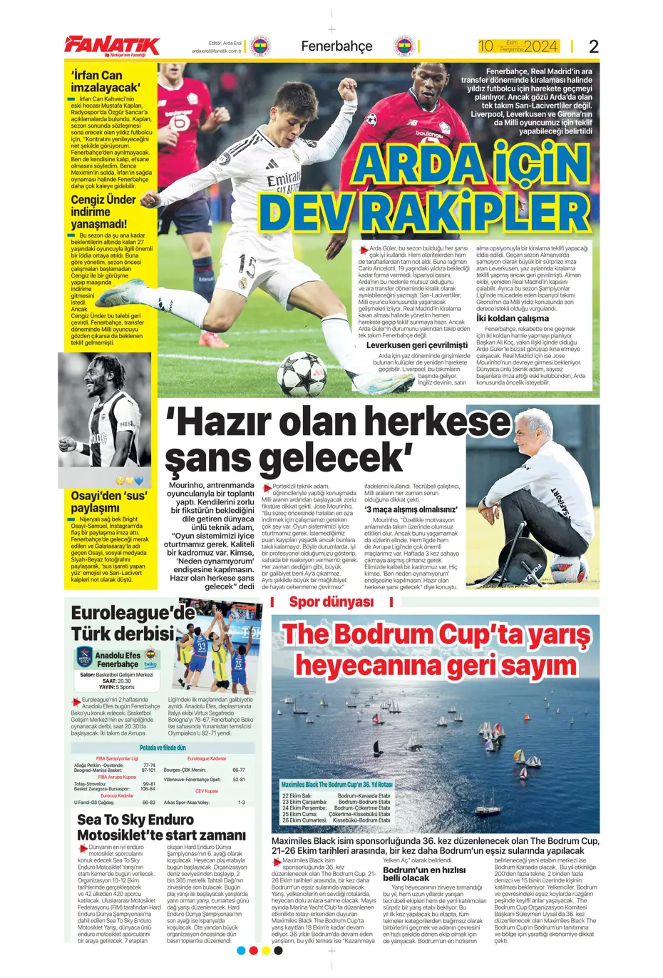 "Dybala bombası" | Sporun manşetleri (10 Ekim 2024) - 5