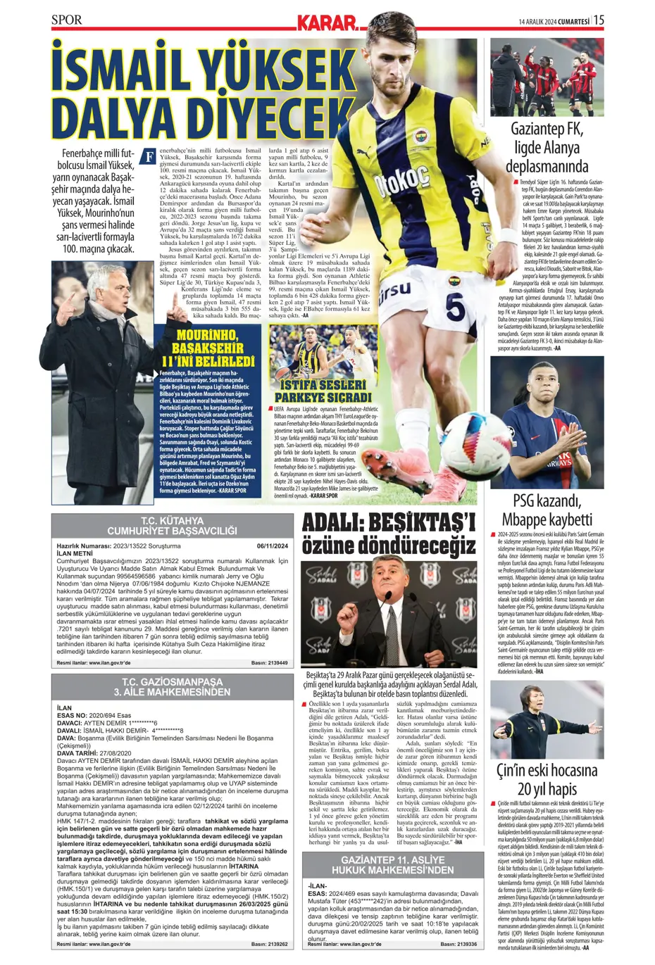 "Boscagli ve Hancko listeye girdi" | Sporun manşetleri - 21 "Boscagli ve Hancko listeye girdi" | Sporun manşetleri - 21