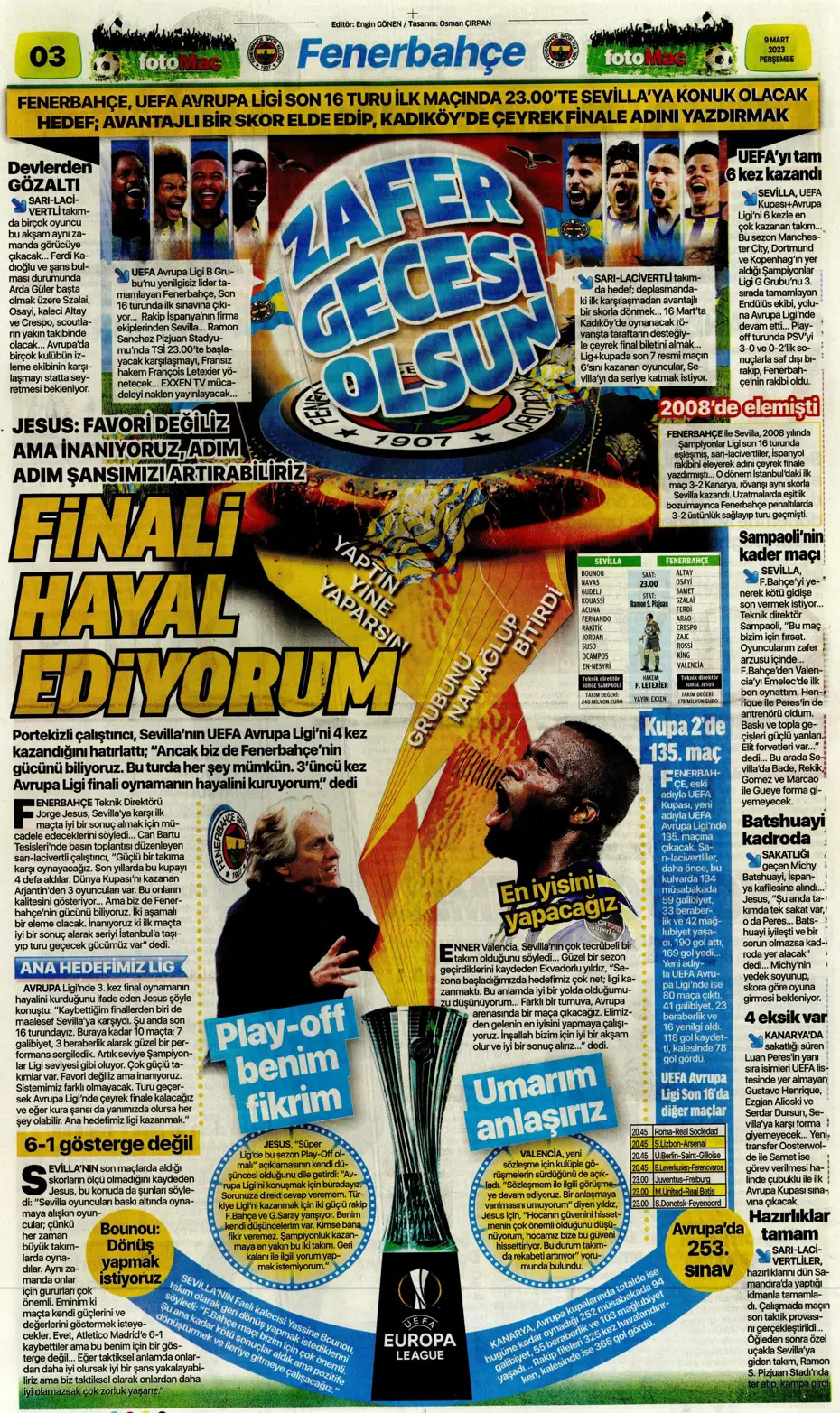 "Avrupa'yı fethedelim" - Sporun manşetleri - 11