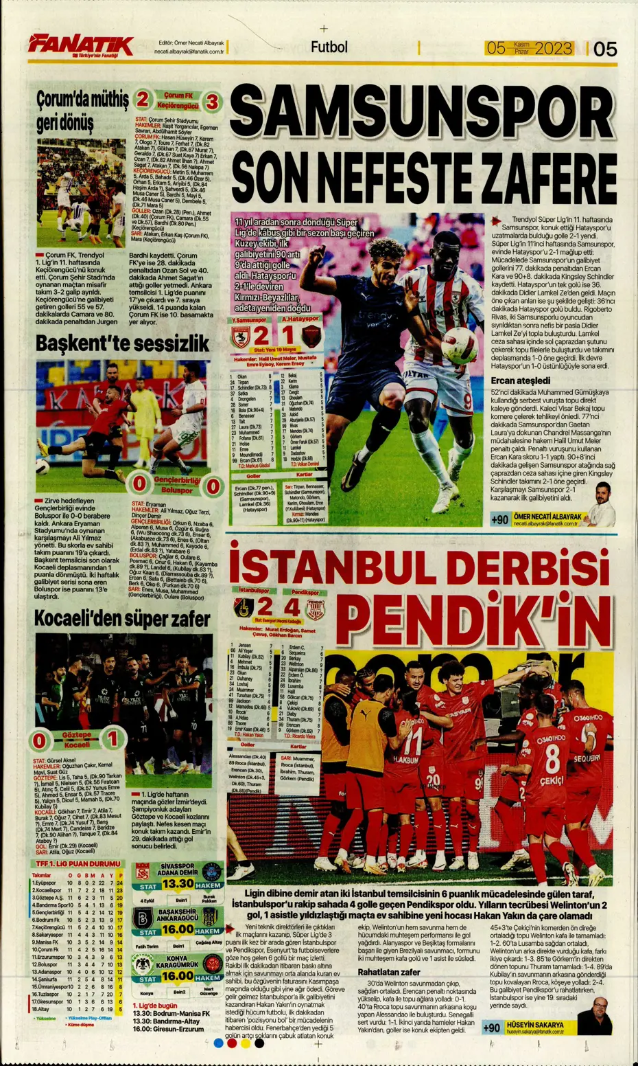 "Kadıköy'de tarihi fırtına" | Sporun manşetleri (5 Kasım 2023) - 8