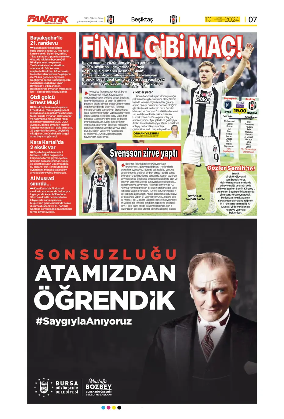 "Cimbom devleri gölgesinde bıraktı" | Sporun manşetleri (10 Kasım 2024) - 8