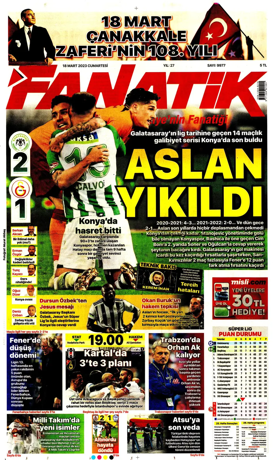 "Aslan yıkıldı" - Gazete manşetleri (18 Mart 2023) - 6