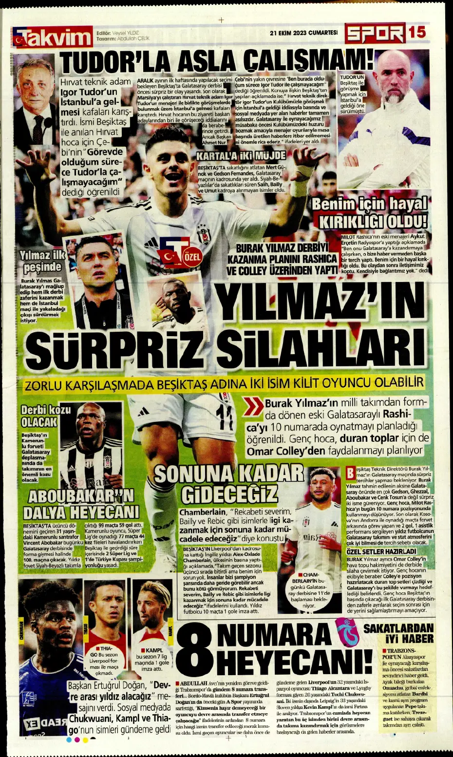 "Ateş gibi derbi" | Sporun manşetleri (21 Ekim 2023) - 20