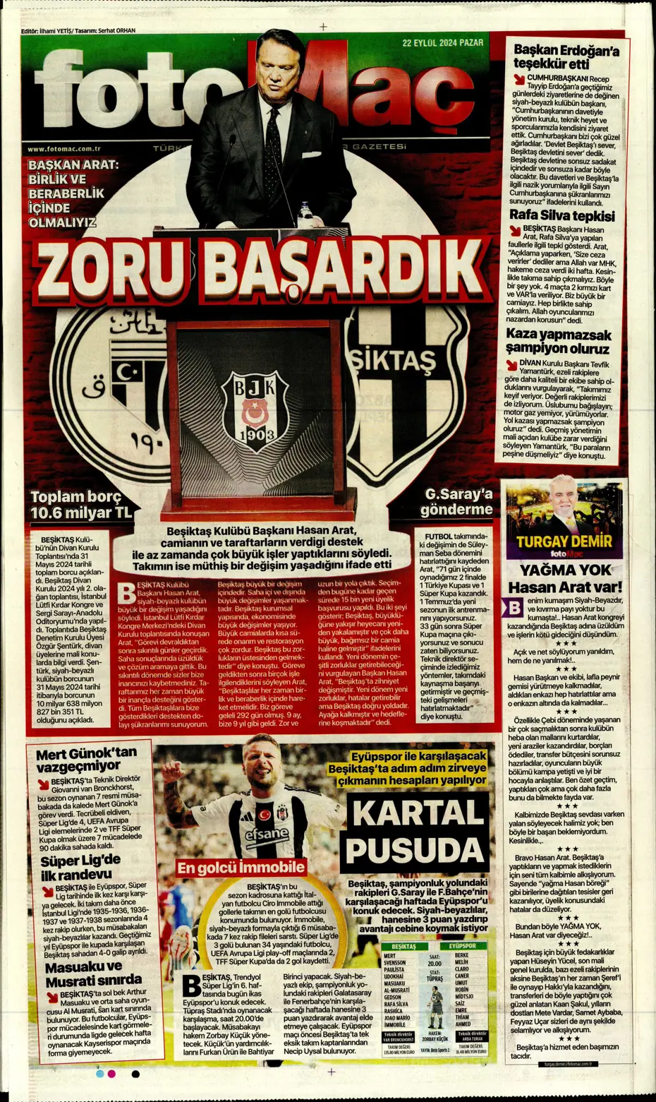 "Şampiyon Kadıköy'ü selamladı!" | Sporun manşetleri (22 Eylül 2024) - 13