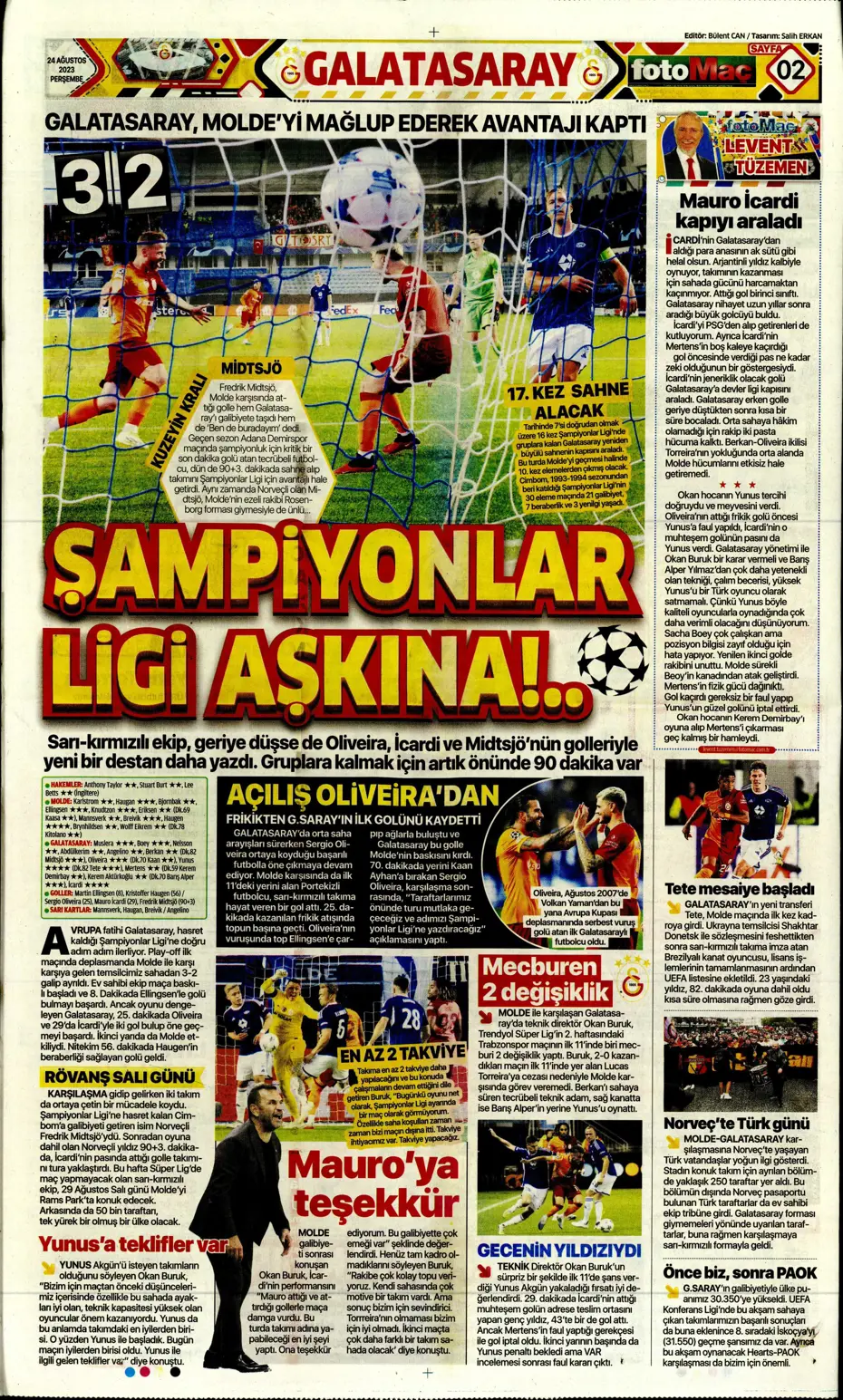 "İyi ki varsın Mauro Icardi" | Sporun manşetleri (24 Ağustos 2023) - 15