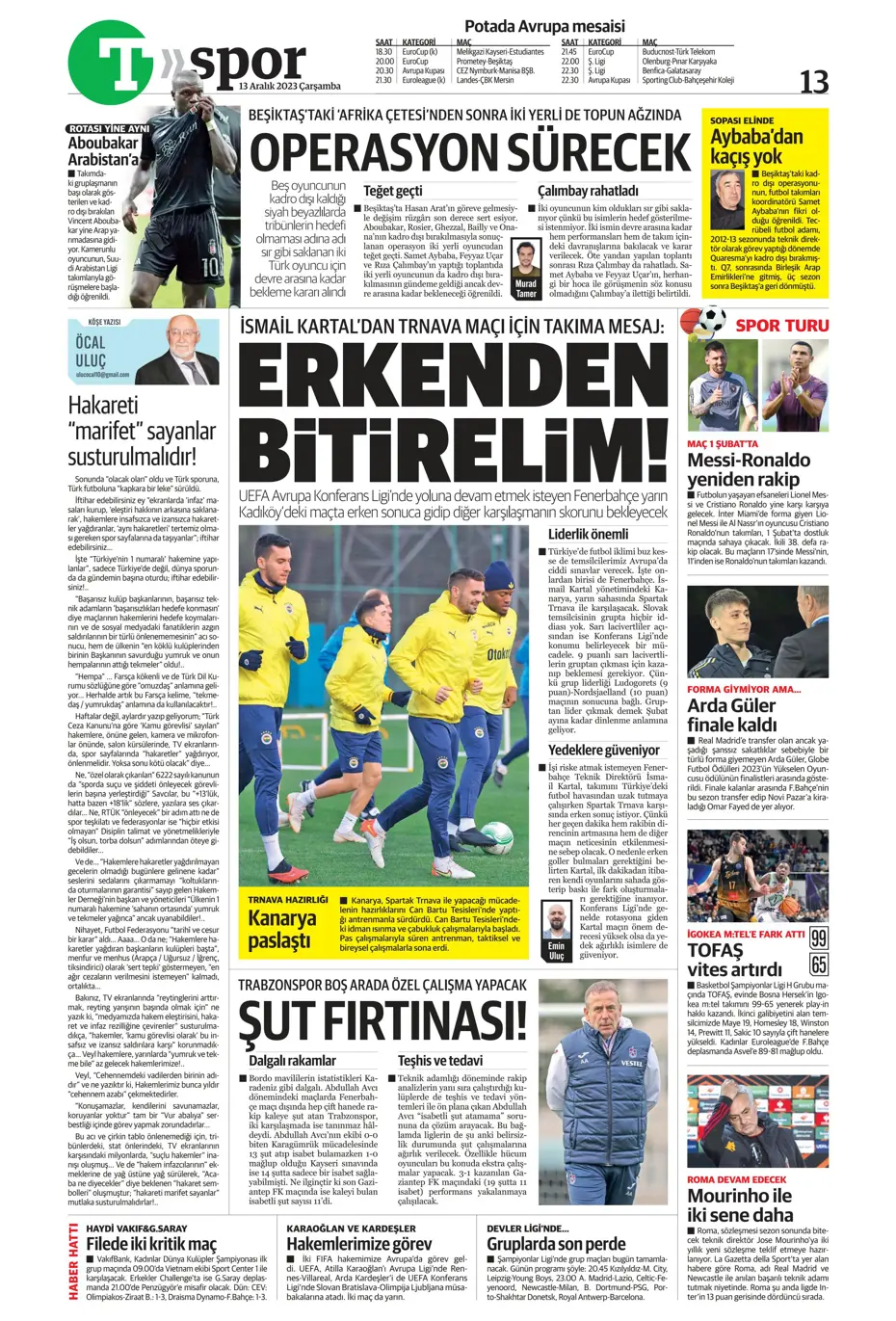 "Aslan'ın yeni yeri Avrupa Ligi" | Sporun manşetleri (13 Aralık 2023) - 30