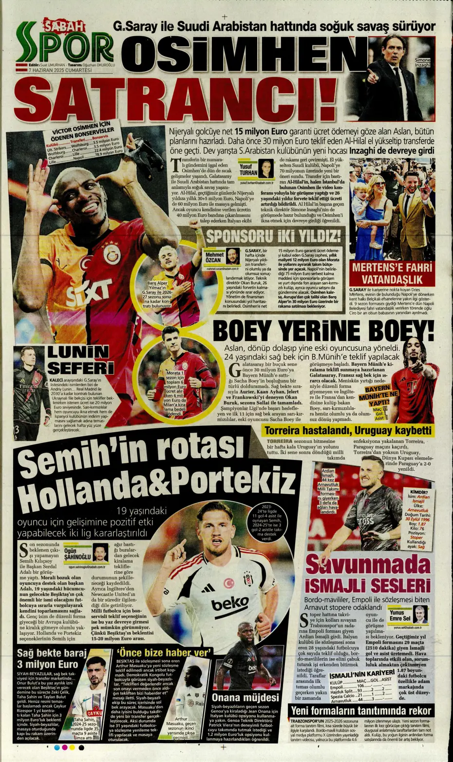 "Osayi, Beşiktaş'a doğru" | Sporun manşetleri (7 Haziran 2025) - 26