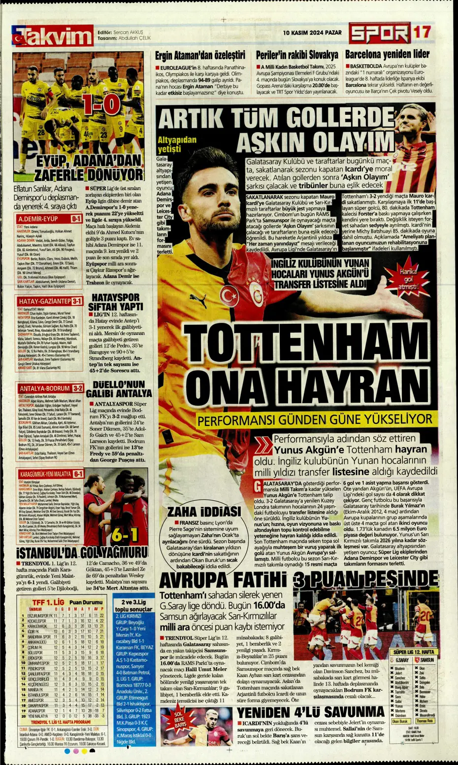 "Cimbom devleri gölgesinde bıraktı" | Sporun manşetleri (10 Kasım 2024) - 27