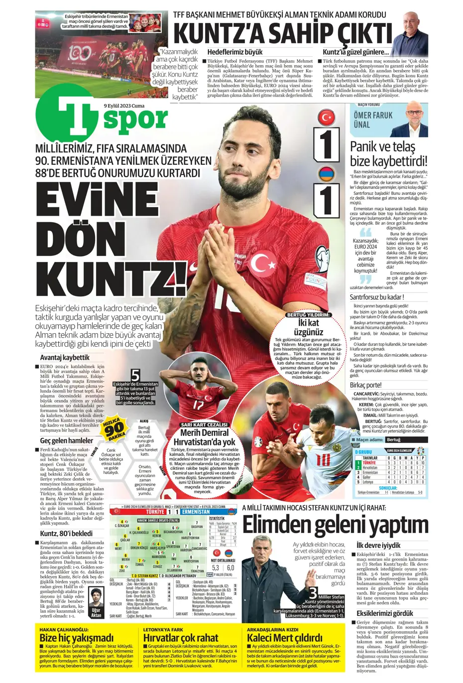 "Kuntz'un eseri" | Sporun manşetleri (9 Eylül 2023) - 37