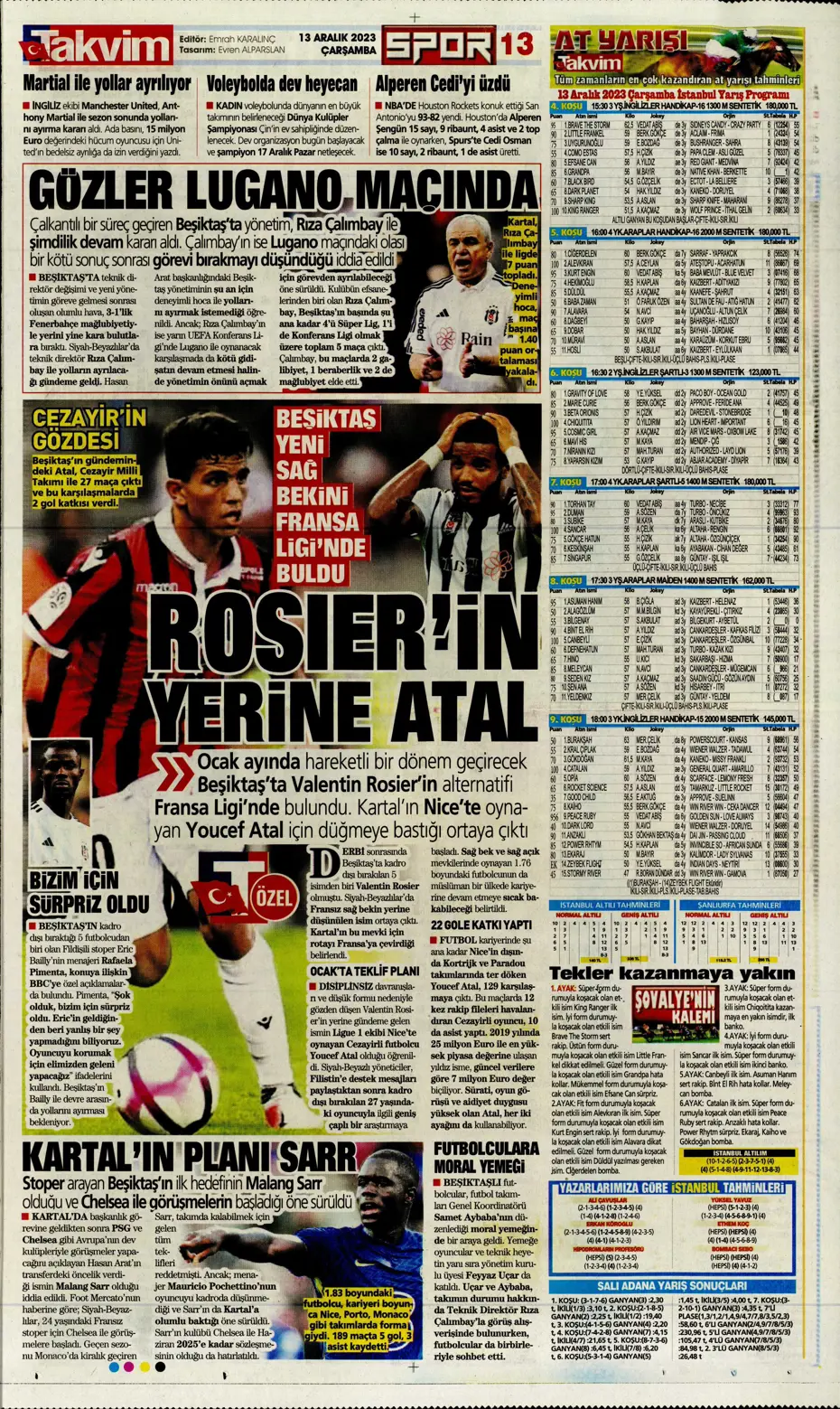 "Aslan'ın yeni yeri Avrupa Ligi" | Sporun manşetleri (13 Aralık 2023) - 28