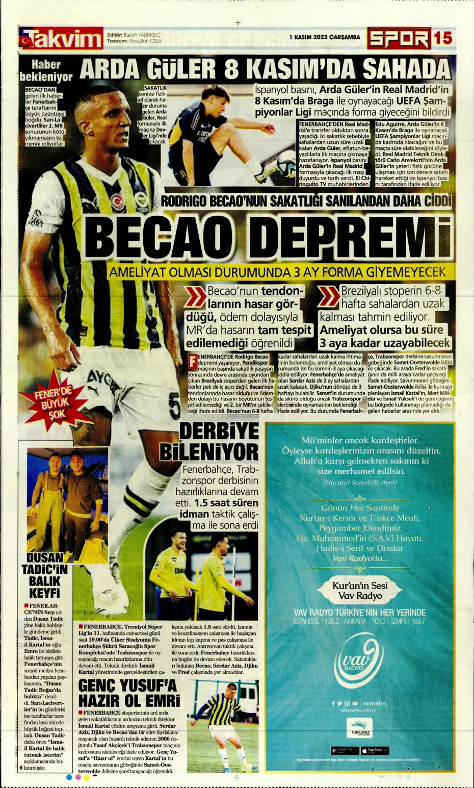 "Krunic Fenerbahçe'ye kaldı" | Sporun manşetleri (1 Kasım 2023) - 35