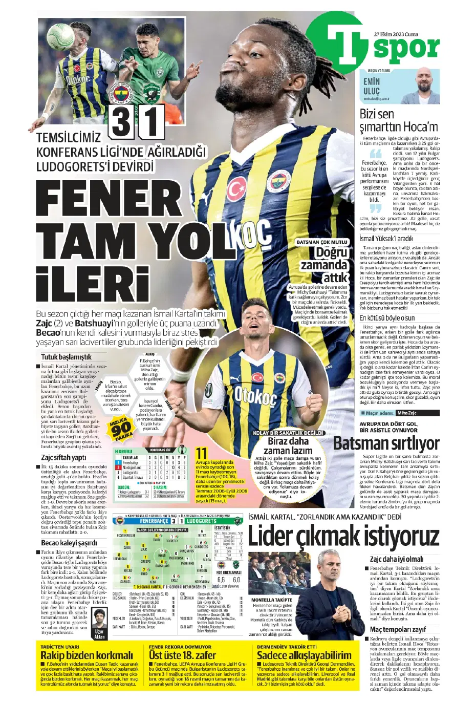"Yüzyılın Fener'i" | Sporun manşetleri (27 Ekim 2023) - 27