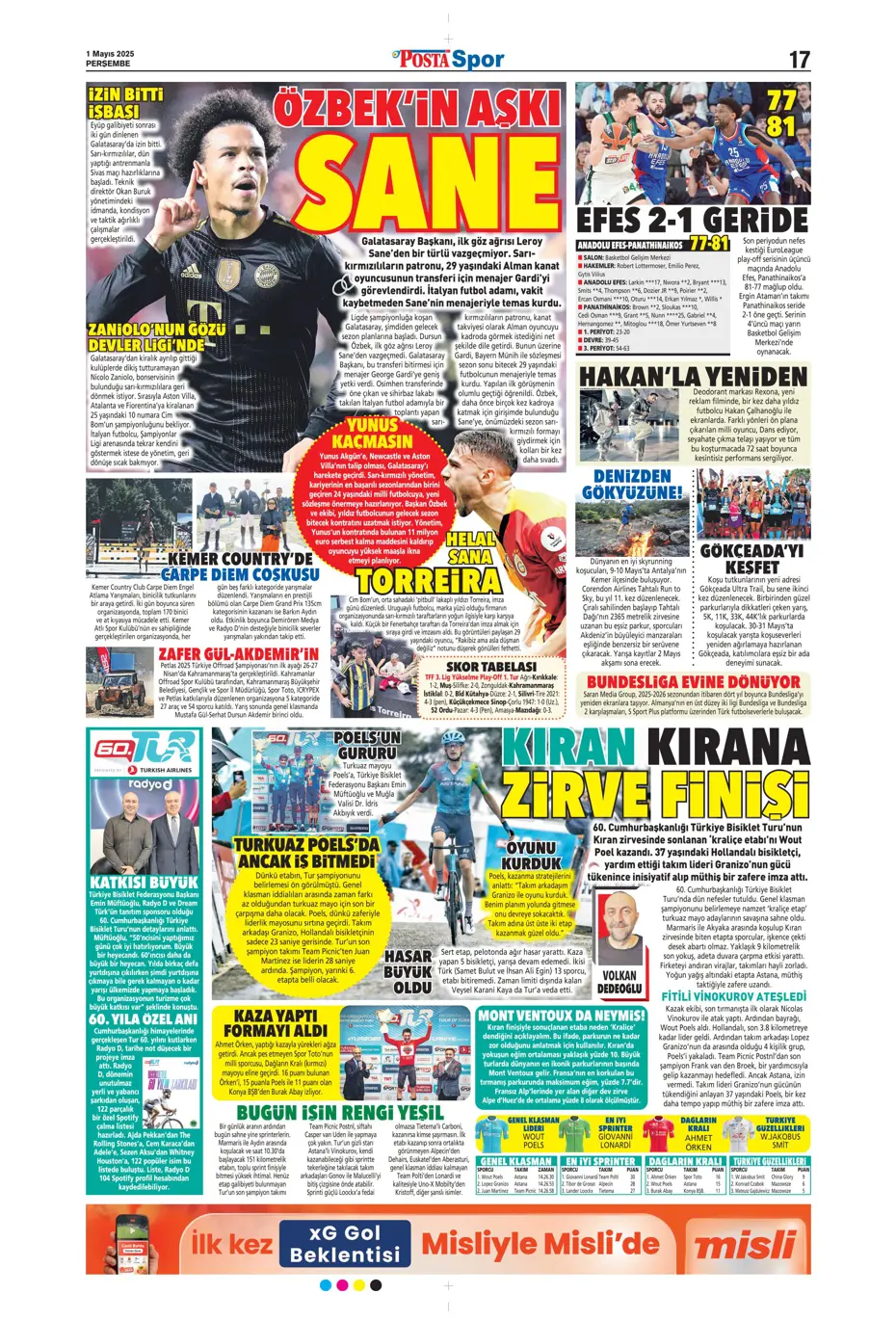 "Aslan'ın Sane planı" | Sporun manşetleri - 31