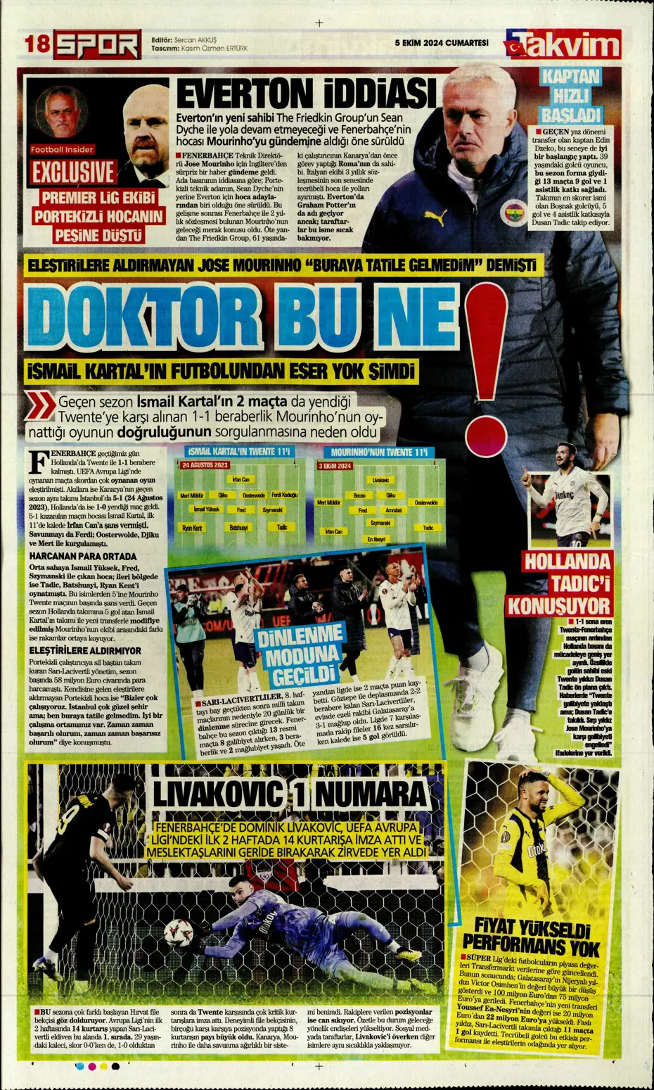 "Mourinho radara girdi" | Sporun manşetleri (5 Ekim 2024) - 32