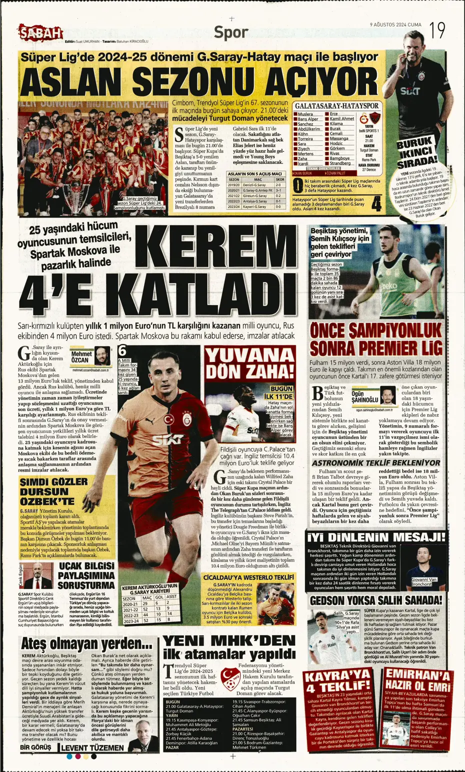 "Sahne şampiyonun" | Sporun manşetleri (9 Ağustos 2024) - 29