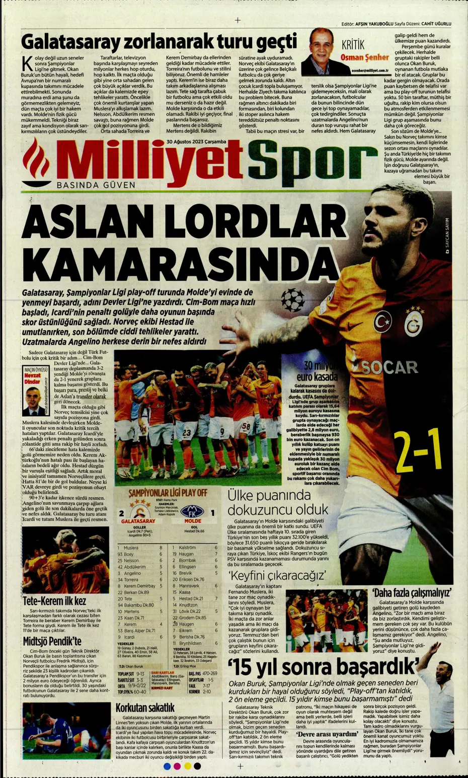 "Avrupa Avrupa duy sesimizi" | Sporun manşetleri (30 Ağustos 2023) - 28 "Avrupa Avrupa duy sesimizi" | Sporun manşetleri (30 Ağustos 2023) - 28