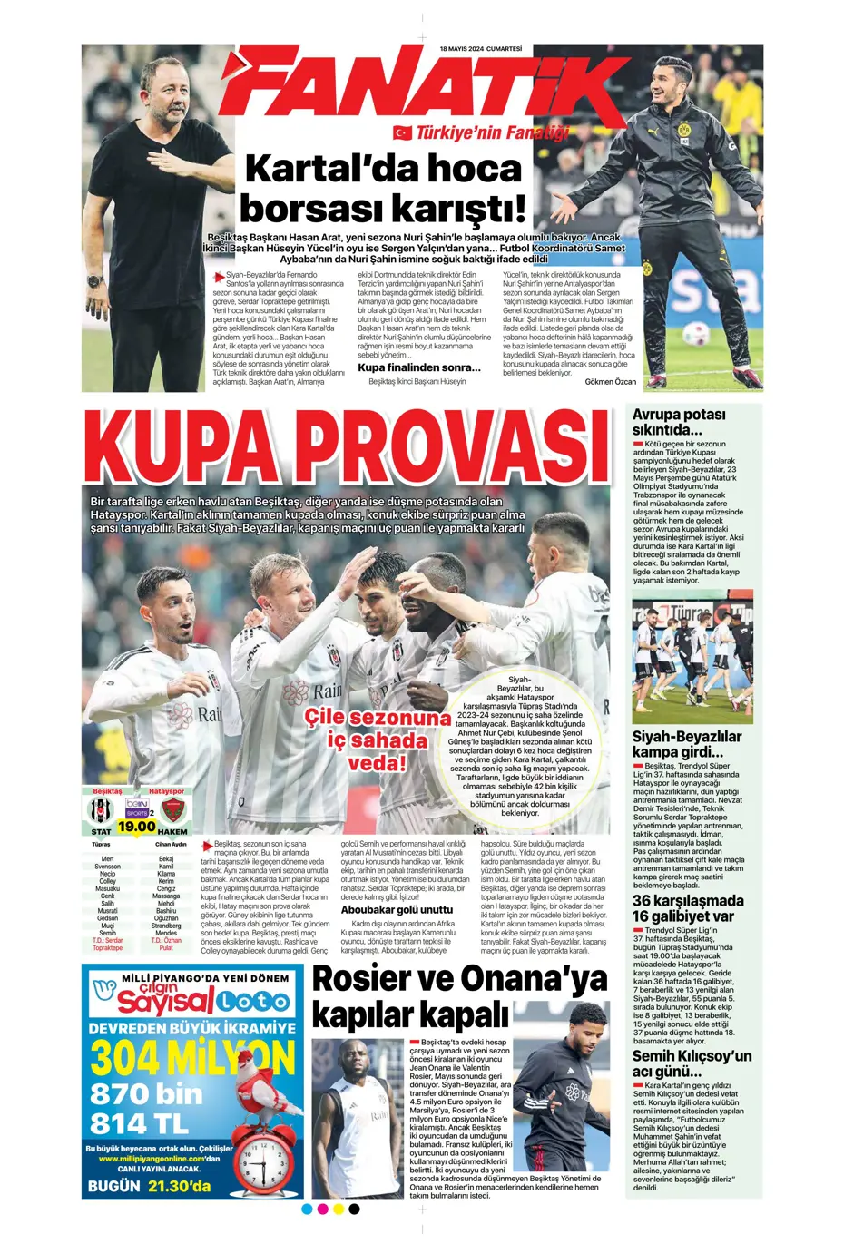 "Süper Lig'de cumartesi ateşi" | Sporun Manşetleri - 9 "Süper Lig'de cumartesi ateşi" | Sporun Manşetleri - 9