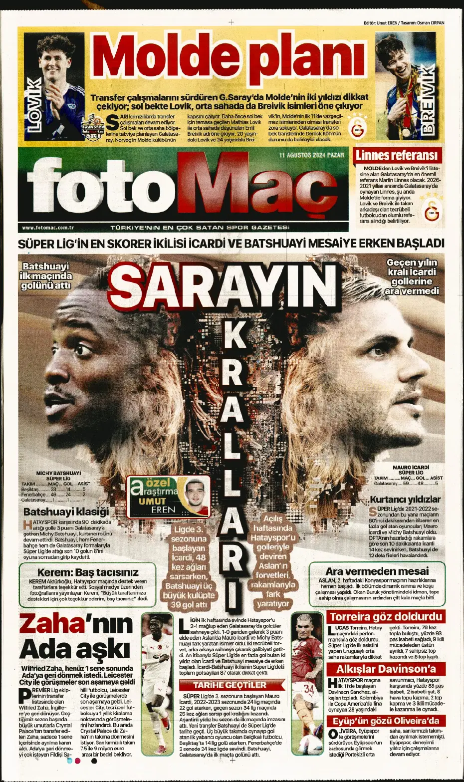 "Mou varsa fire yok" | Sporun manşetleri (11 Ağustos 2024) - 9