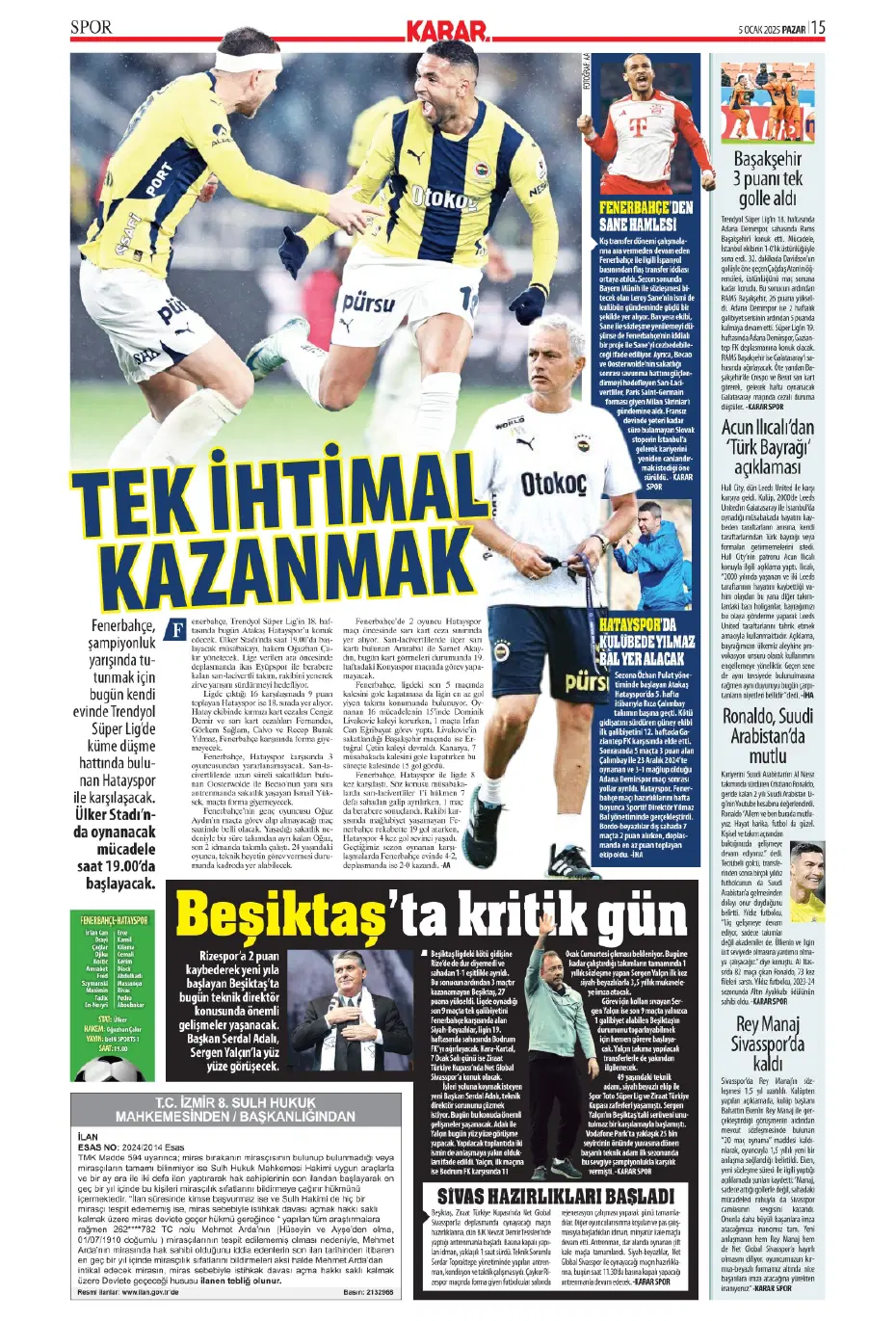 "31 milyon euroluk stoper Fenerbahçe'ye" | Sporun manşetleri - 15