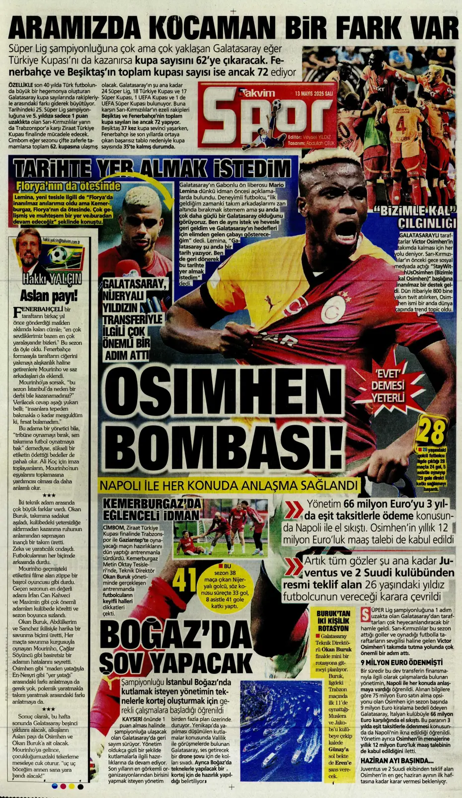 "Galatasaray, Osimhen için Napoli ile anlaştı" | Sporun manşetleri - 32