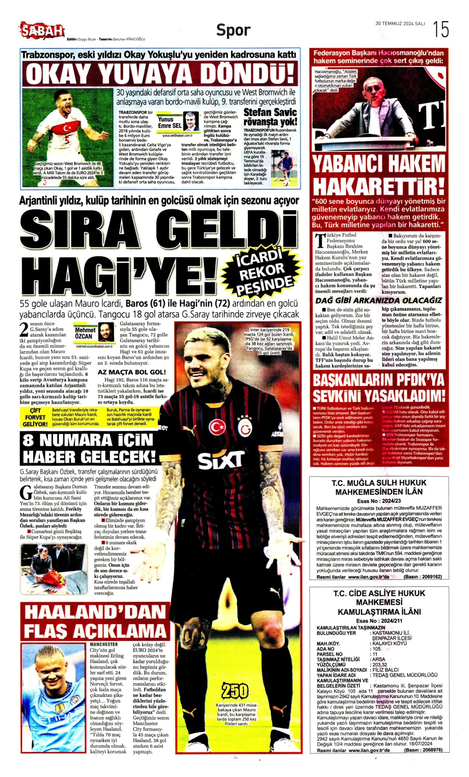 "Mourinho ateşi yaktı" | Sporun manşetleri (30 Temmuz 2024) - 28