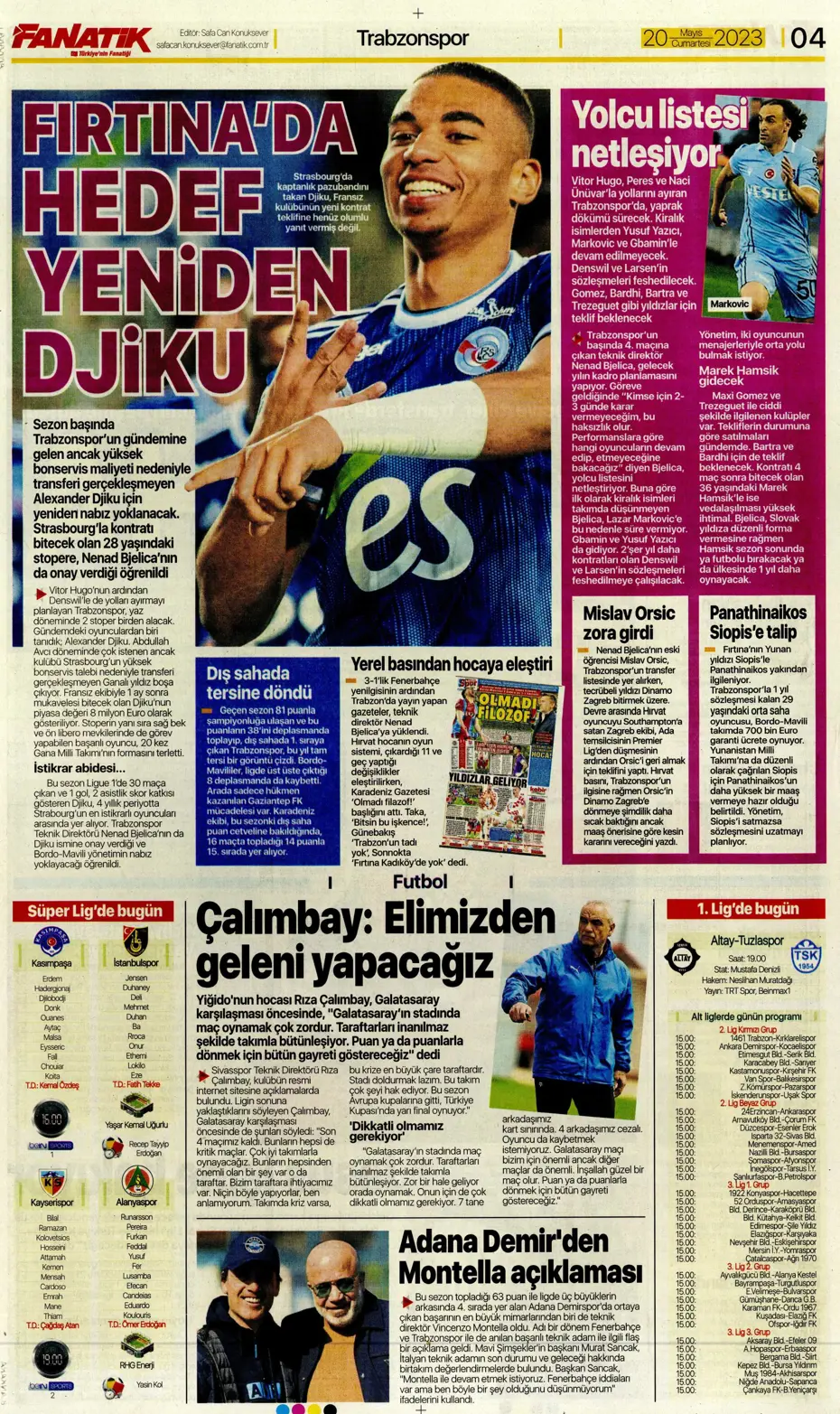 "Aslan'dan dev hamle" Günün spor manşetleri (20 Mayıs 2023) - 5