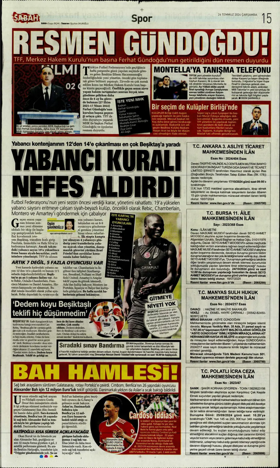 "Bu Fener'e dikkat edin" | Sporun manşetleri (24 Temmuz 2024) - 25 "Bu Fener'e dikkat edin" | Sporun manşetleri (24 Temmuz 2024) - 25