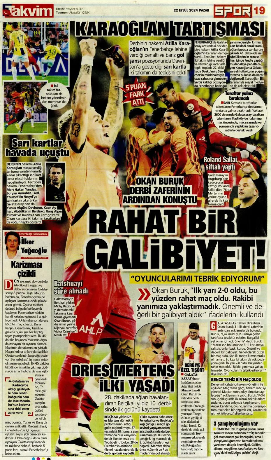 "Şampiyon Kadıköy'ü selamladı!" | Sporun manşetleri (22 Eylül 2024) - 47
