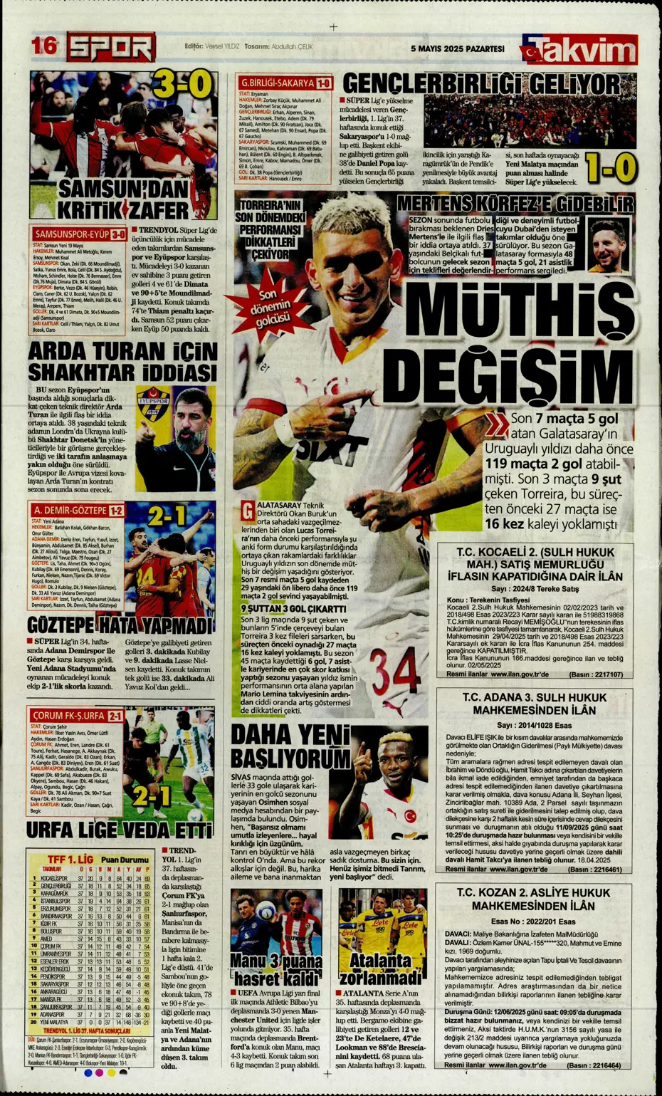 "Hayallere Kartal pençesi" | Sporun manşetleri - 38