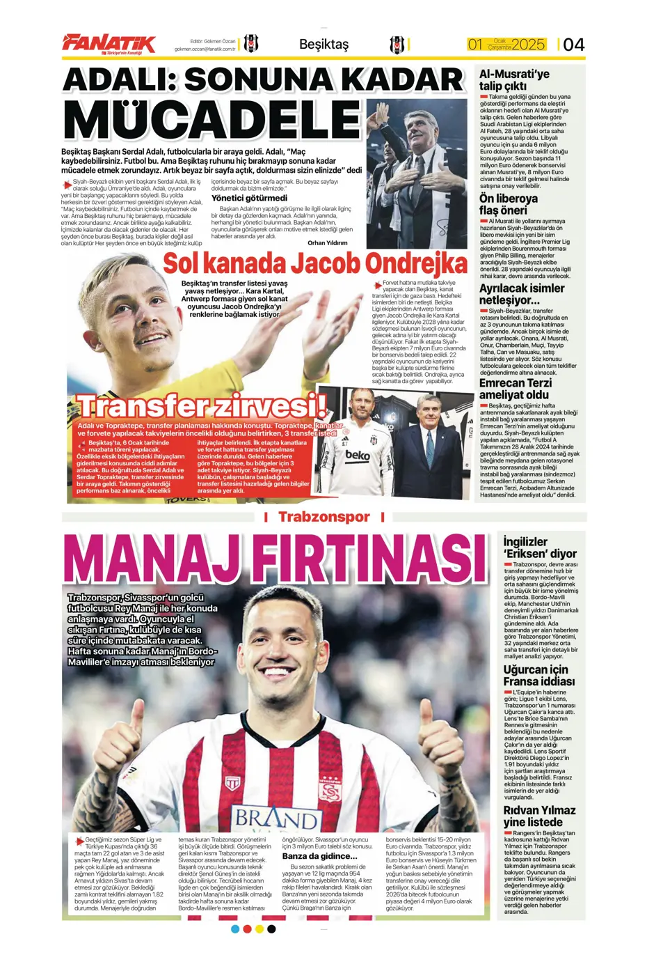 "Sergen Yalçın ve ekibi cumartesi başlıyor" | Sporun manşetleri (1 Ocak 2025) - 11