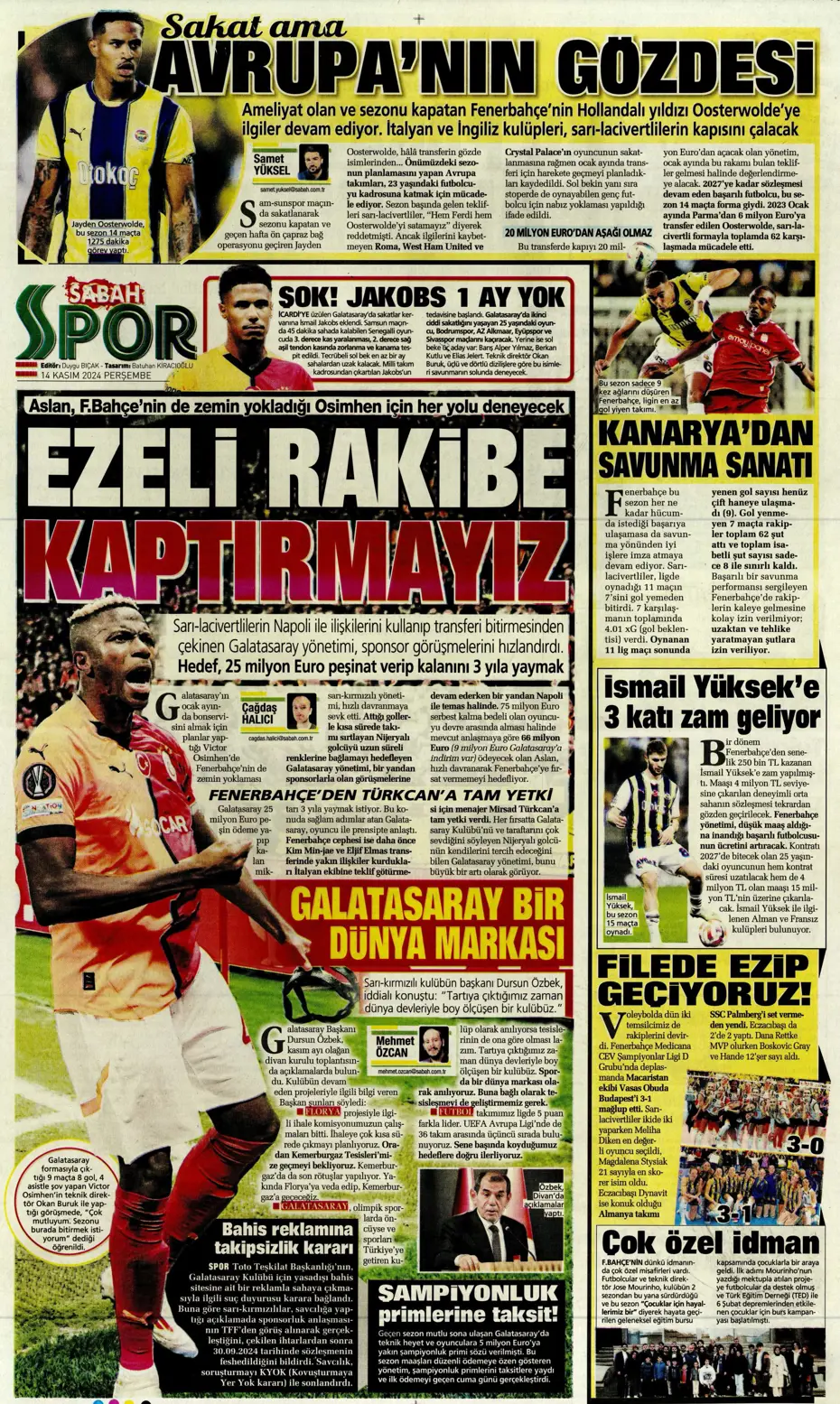 "Talisca'dan yeşil ışık" | Sporun manşetleri (14 Kasım 2024) - 26 "Talisca'dan yeşil ışık" | Sporun manşetleri (14 Kasım 2024) - 26
