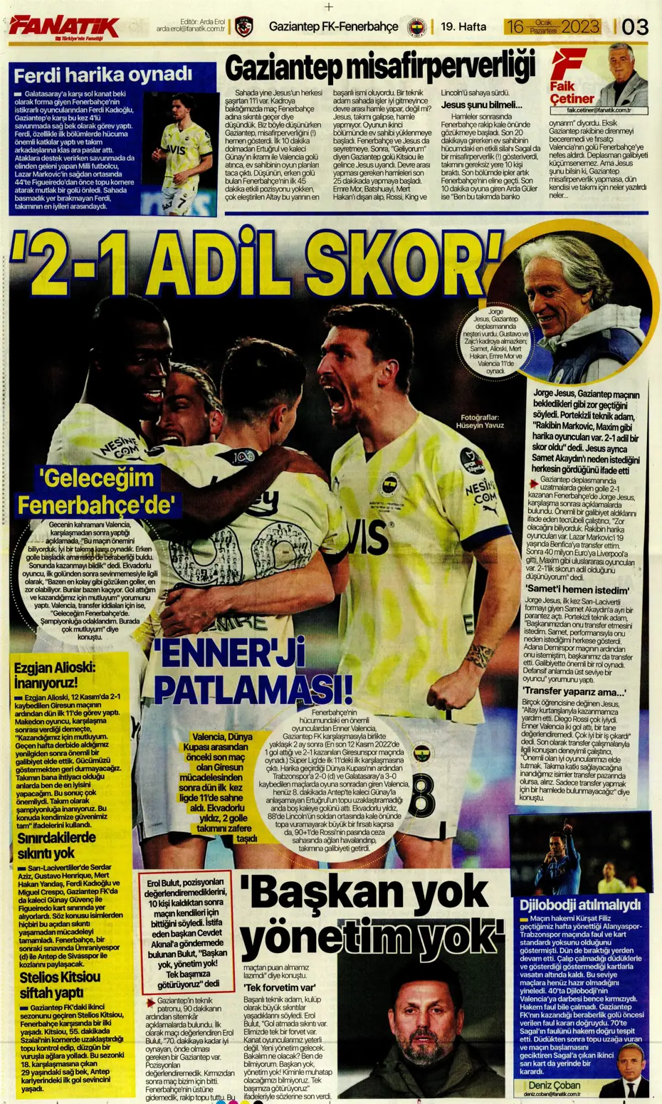 Sporun Manşetleri (16 Ocak 2023) - 2