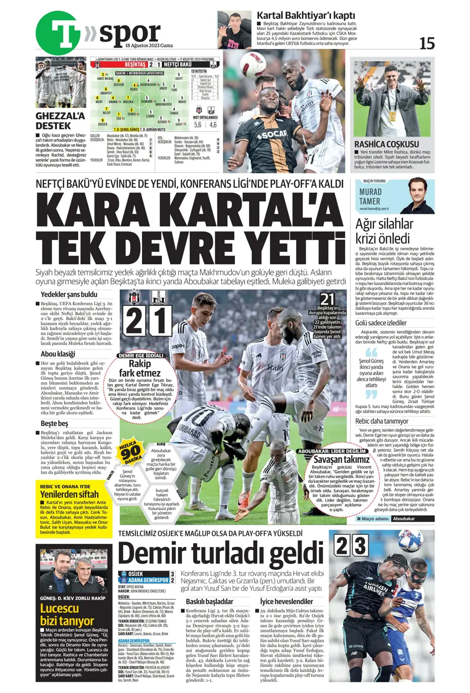 "Türkler geliyor" | Sporun Manşetleri (18 Ağustos 2023) - 39 "Türkler geliyor" | Sporun Manşetleri (18 Ağustos 2023) - 39