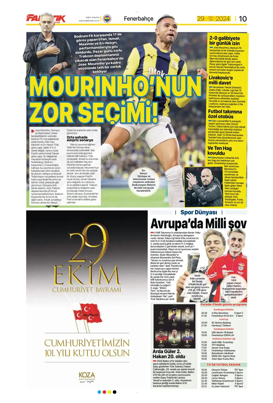 "Cimbom zirvede tek başına" | Sporun manşetleri (29 Ekim 2024) - 5 "Cimbom zirvede tek başına" | Sporun manşetleri (29 Ekim 2024) - 5