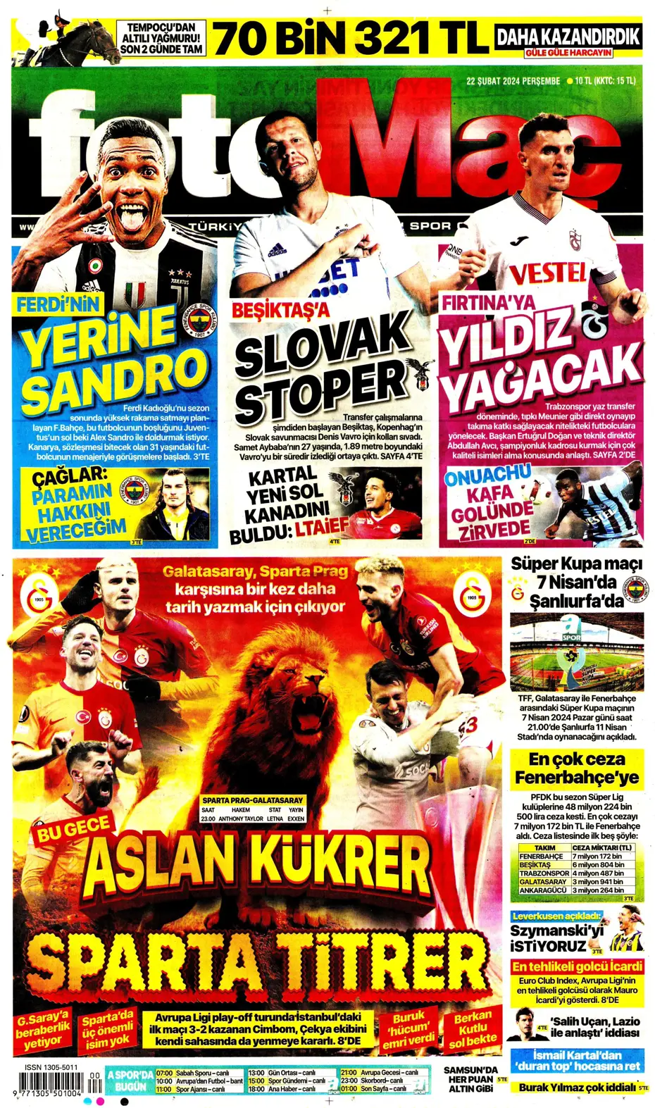 "Fenerbahçe Alex'in peşinde" | Sporun manşetleri (22 Şubat 2024) - 10 "Fenerbahçe Alex'in peşinde" | Sporun manşetleri (22 Şubat 2024) - 10