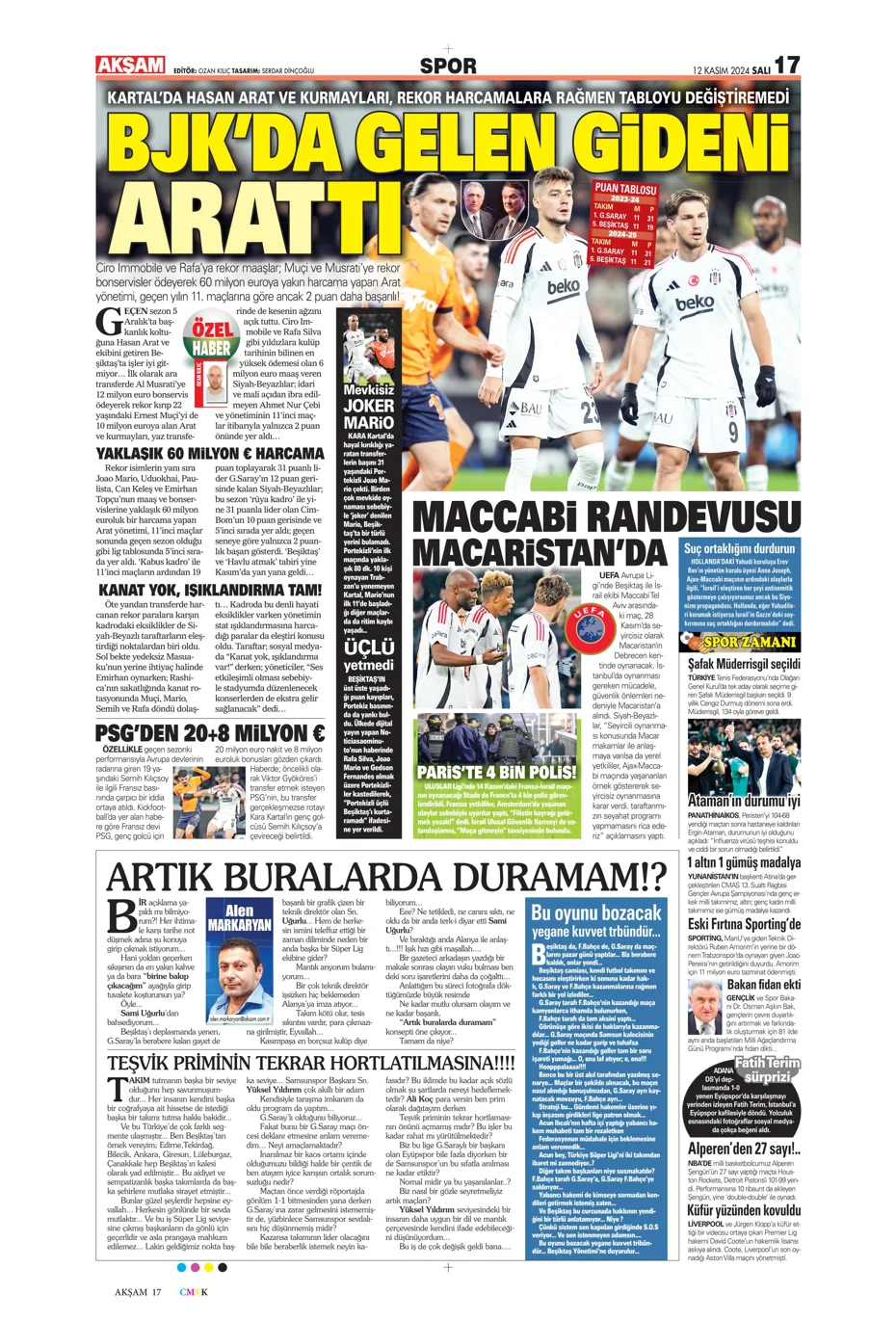 "Listenin başında onlar var: Talisca & Brown" | Sporun manşetleri (12 Kasım 2024) - 1 "Listenin başında onlar var: Talisca & Brown" | Sporun manşetleri (12 Kasım 2024) - 1