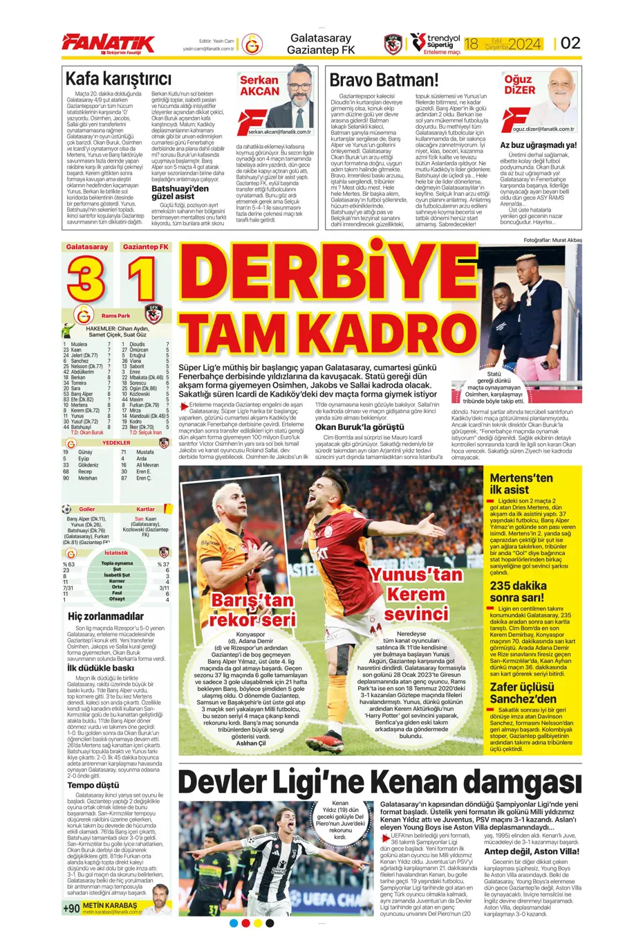 "Jose Mourinho'dan derbi kararı" | Sporun manşetleri - 5 "Jose Mourinho'dan derbi kararı" | Sporun manşetleri - 5
